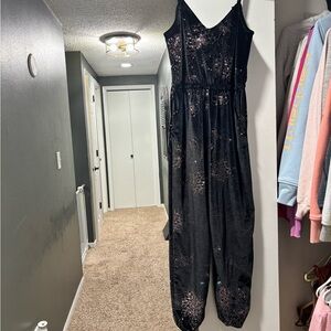 Black Jumpsuit with Floral Design
